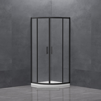 Clear Tempered Glass Double Door Square Shower Enclosure in Black Electroplated Frame