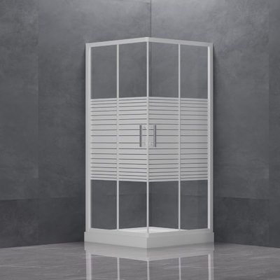Clear Tempered Glass Double Door Square Shower Enclosure in Black Electroplated Frame