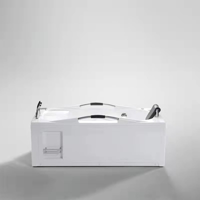 Rectangular Acrylic Whirlpool Massage Bathtub with Handles and Headrest from Customized