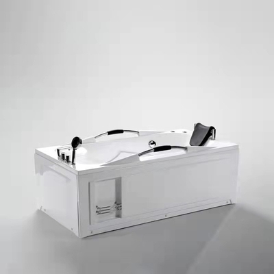 Rectangular Acrylic Whirlpool Massage Bathtub with Handles and Headrest from Customized
