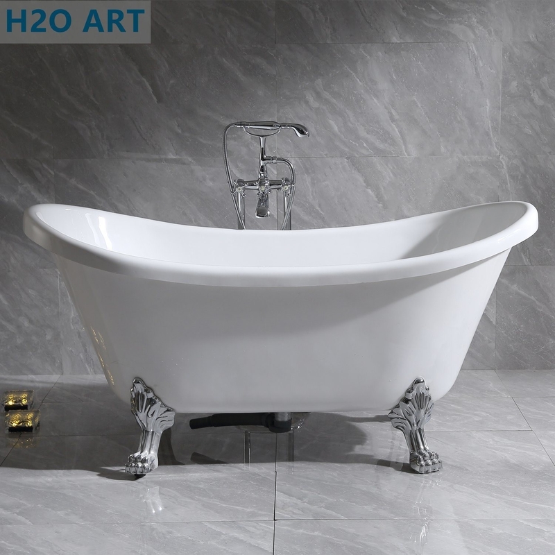 Hot Bath Double Ended Acrylic Bathtub with Classical Clawfoot and Freestanding Design